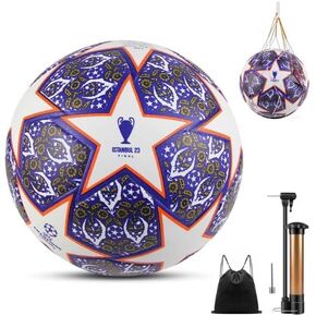 Football Fans Memorabilia 2024 Soccer Ball Birthday Present Size 5 Soccer Office Soccerball Fans Thermally Bonded Match Ball with Seamless Stiching Soccer (Purple)