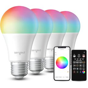 Sengled Dual Mode Smart Light Bulbs with Remote & App Control, Color Changing Light Bulbs, RGBW LED Light Bulbs 2700K-6500K Dimmable, 60W Equiv, Group Control, Timing, Sunrise & Sunset (4P+ 1 Remote)