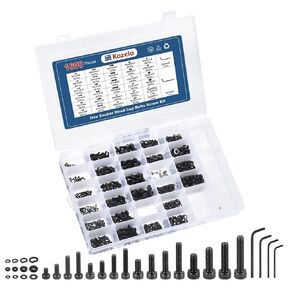 1600pcs Socket Head Cap Screws Bolts Nuts Assortment Kit - [M2/M3/M4/M5] Alloy Steel Black Oxide 12.9 Internal Hex Screw for 3D Printer Use, with Wrench