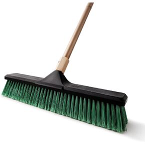Eyliden Heavy Duty Push Broom 18" - Garage Sweeper Shop Brooms with 66" Long Handle, Outdoor Stiff Bristles Concrete Push Broom for Sidewalk Driveway Yard Patio Deck Warehouse Sweeping, Sweep Snow