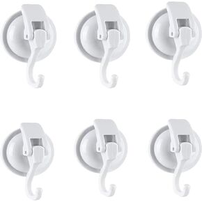 Suction Cup Hooks for Shower, Heavy Duty Vacuum Shower Hooks for Inside Shower, Gun Silver-Plated Plished Super Suction for Kitchen Bathroom Restroom, 6 Pack