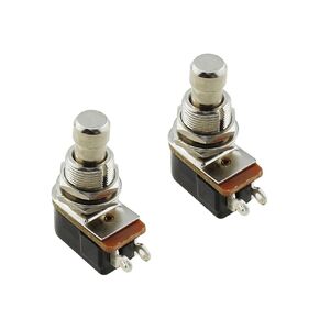2PCS 39.2mm Silver Effects Footswitches Momentary Soft Touch Foot Switch Normally Open 2 Pin Pedal Box Pushbutton Footswitch