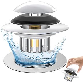 Bathtub Drain Stopper, Pop-Up Tub Drain Hair Catcher,Bathroom Stopper, Upgraded 2 in 1 Pop-Up Tub Stoppe for 1.45-1.8" Drain Holes (1PCS)