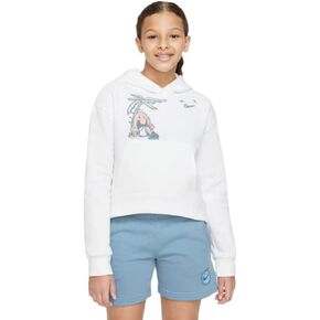 Nike Girls' Sun Club Fleece Pullover Hoodie (White) Size Medium