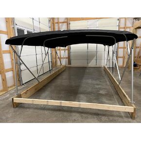 SunPro Series, Lab Certified 50+ UPF Double Pontoon Boat Bimini Top, Black, 17' Long, 8 1/2' Wide, fits 97-103" Wide, Complete Dual Kit, Frame, Canopies, Boots, Hardware
