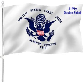US Coast Guard Flag 3x5 Outdoor Double Sided Made In USA- Military Flags Heavy Duty 3 Ply Flags Banner for Outside Outdoor Indoor