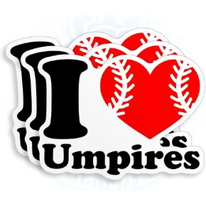 (3Pcs) I Love Umpires Sticker for Catcher's Helmet Mask Sticker 3" Funny Umpire Baseball Softball Waterproof Vinyl Die-Cut Stickers Gifts Sport Hard Hat Sticker Decor Gift for Kids Boys Men 3 Inches