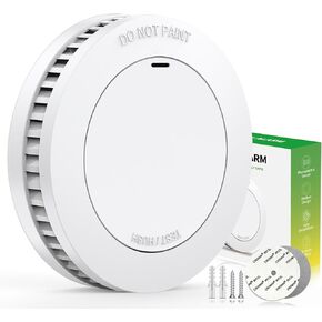 Rundur Fire Alarm 10-Year Battery Fire Detector 3.5-Inch Mini Sleek Design with Test/Silent Button Photoelectric Smoke Alarm Can be drilled Fixed fire detectors for Home