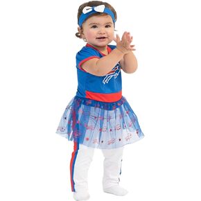 MODERN HERO NFL BUFFALO BILLS Officially Licensed Infant One-piece Bodysuit and Leggings Costume includes One-piece Bodysuit with Mesh Skirt, Leggings and Matching Headband, Size 12 Months