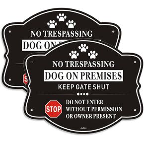 2 Pack Beware of Dog Signs for Fence,10 x 8 Inch Rust Free Aluminum Metal Yard Sign for Door or Gate, Fade Resistant, UV Protected, Weatherproof,Indoor and Outdoor Use,Easy Mounting