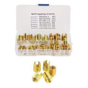 50Pcs Brass Self Tapping, Draadinzetstuk M8 Helicoil Thread Slotted Inserts Combination Set Repair Thread Tool