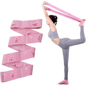 حزام تمدد مع حلقات، تحسين مرونة الجسم، حزام تمدد مرن لليوجا، حزام خلفي يساعد على تدريب الساق، حزام تمدد للمنزل، معدات رياضية منزلية لبيلاتيس، تقسيم الباليه، رقص الجمباز، إعادة التأهيل in Kuwait