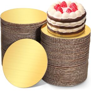 100 Pack 6 Inch Cake Boards Gold Round Circle Cake Base Cardboard 6'' Cake Rounds Grease Proof Disposable Cardboard for Baking Cake Pizza Chrismas Birthday Party