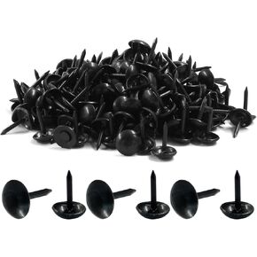 Piutouyar 200 Pcs Black Upholstery Tacks Antique Metal Thumb Tacks Round Head Upholstery Pins for Upholstered Furniture Cork Board DIY Projects or Home Decor 7 x 10mm