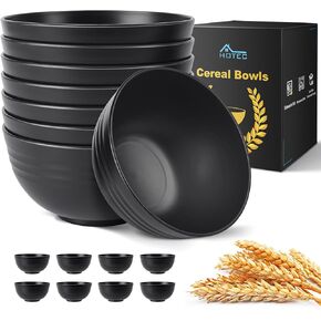 HOTEC Unbreakable Wheat Straw Cereal Bowls - Microwave & Dishwasher Safe Soup and Salad Bowls, Set of 8, 26oz, BPA Free, Multicolor