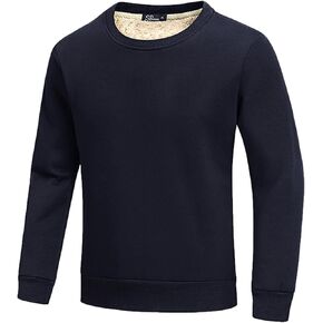 ANUFER Men's Winter Warm Crewneck Sherpa Fleece Lined Pullover Tops Sweatshirts