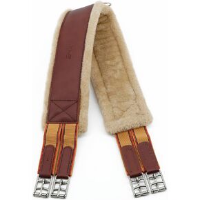 Jeereal Fleece English Girth | Breathable Horse Girth for English Saddle with Double Heavy Duty Elastic - Genuine Leather and High-Strength Webbing Stitched