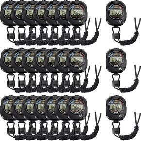 Flutesan 24 Pack Stopwatch Timers for Sports, Digital Stopwatch Large LCD Screen with Time Calendar Clock Function for Sports Coaches Fitness Coaches Referees