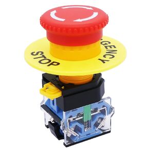 TWTADE 22mm 1 NO 1 NC Red Mushroom Emergency Stop Push Button Switch AC 440V 10A LA38A-11ZS