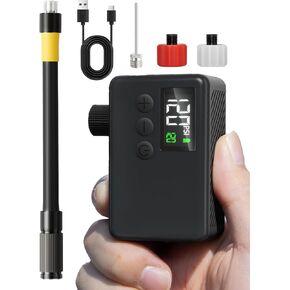 Mini Bike Tire Air Pump: Fast Inflate Portable Small Bicycle Electric Pump for Presta and Schrader Valves, 120 Psi High Pressure Pump with Digital Gauge for Road Bike, Mountain Bike, E-Bike