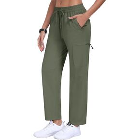 MoFiz Women's Hiking Cargo Pants Lightweight Joggers Elastic Waist Athletic Outdoor Sweatpants Casual Travel Pant with Pocket