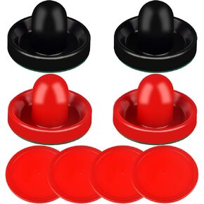Air Hockey Pushers and Air Hockey Pucks- Accessories for Game Tables (4 Striker, 4 Puck Packs) (Green)