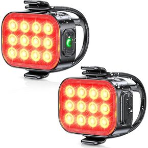 LED Rear Bike Tail Light [2 Packs], IP65 Waterproof & Drop Resistant Bike Rear Light, USB-C Rechargeable, Safety Warning Strobe for Cycling, 6 Light Modes Available