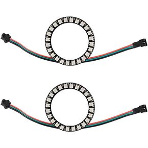 2pcs WS2812B 5050 RGB LED Pixel Lamps, 24 Individually Controllable, 5V DC, Full-Color 24 Bits, Integrated Driver, for Arduino & Raspberry Pi