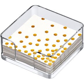Amazing Abby Acrylic Luncheon Napkin Holder (6.5"x6.5"), Plastic Napkin Dispenser with Non-Slip Pads, Clear Napkin Stand, Great for Kitchen Counter, Dining Table, Bathroom Vanity, and More
