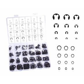324Pcs E-Clips Assortment Set(2.0mm-12mm) and External Retaining Rings, Snap Rings Assortment Kit,C Clips Assortment (M5-M16),Carbon Steel Circlip 24 Sizes