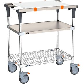 Metro PrepMate Multifunctional Kitchen Prep Table - NSF Listed - Choose-Your-Height Food Prep Table with Cutting Board and Solid and Wire Undershelves - 32" L x 19.375" W x 39.125" H