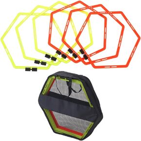Hex Agility Rings, Speed Rings with Carrying Bag, Portable Hexagon Rings, Agility Hurdles for Speed Training & Agility Footwork Training