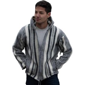 Gamboa Warm Alpaca Hooded Cardigan with Turtleneck and Zip-Front - Brown Tones