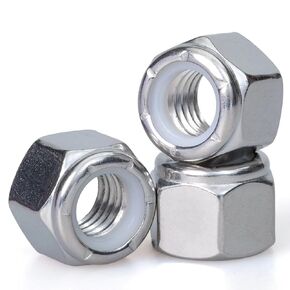 1/4"-20, Nylon Insert Hex Lock Nuts, 304 Stainless Steel, Bright Finish, Coarse Thread, Machinery, Automotive, Outdoor, Wooden Furniture, 25 PCS