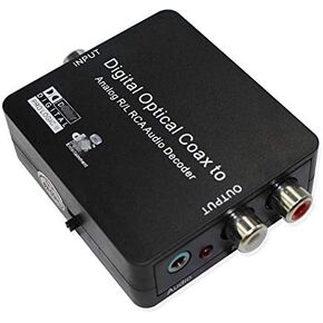 Digital to Analog Converter Digital SPDIF Toslink to Analog Stereo Audio L/R Converter Adapter SupportDTS D2A,DTS Audio Decoder with Optical Cable and US Power Adapter