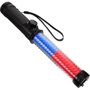 iplusmile 12 inch Red and Blue Light Traffic Wand, Portable Signal Traffic Safety Wand Led Light with lanyard for Traffic Control Parking Guide