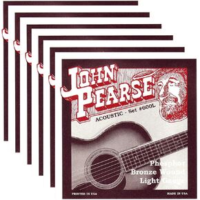 John Pearse Acoustic Strings Phosphor Bronze Light 12-53 (6 Pack Bundle)