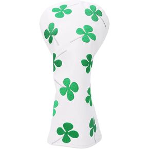 Golf Club Head Covers, 1pc Golf Driver Headcover or 3pcs Golf Headcovers Set 1 F H, Lucky Clover Golf 3 Wood Headocver, Driver Cover and Hybrid Headcovers for Men Women Golfer
