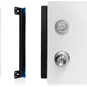 Door Latch Guard Plate 12" with 1" Offset Cover, Protector Shield for Door Knob/Deadbolt/Mortise/Double Door Lock, Outswing Door Security, Heavy Duty Version(1 Pack)