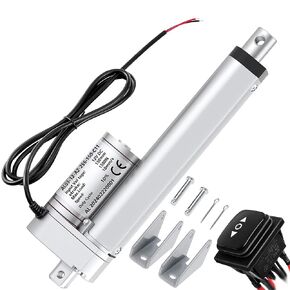 12V 6" Linear Actuator,IP54 Waterproof Motion Actuator Speed 10mm/s,Heavy Duty 1500N/330lb Solar Tracking Electric Actuator with Waterproof Switch,Mounting Bracket,for Lawn Tractor Snow Plowers(150mm)