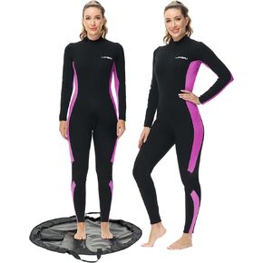 Wetsuits with Waterproof Changing Mat Bag, Upgrade CR Neoprene 3/2mm Full Suits, Ideal Thermal Diving Suit in Cold Water, Back Zip for Surfing Snorkeling Diving Swimming