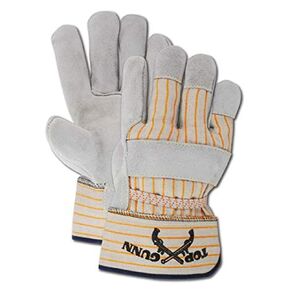 MAGID TB824E Top Gunn Premium Cow Split Leather Palm-Rubberized Cuff, Large, Gray, Large (Pack of 12)