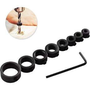 Drill Stop Bit Collar Set 8 PCS Drill Bit Stops with Allen Wrench to Tighten The Stops Set-Screws