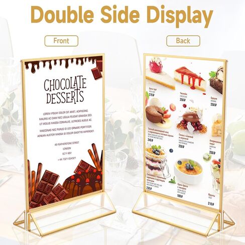 Gold Acrylic Sign Holder 5x7 Inch, 6 Pack Gold Acrylic Picture Frames, Clear Double Sided Menu Holder, Wedding Table Number Frames Vertical for Wedding Reception, Party Decoration,Restaurant Signs in Saudi Arabia