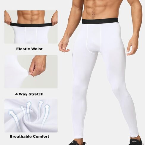 HYCOPROT Men's Compression Pants, Athletic Leggings Baselayer Bottoms Workout Tights for Basketball Running Yoga Gym in Kuwait