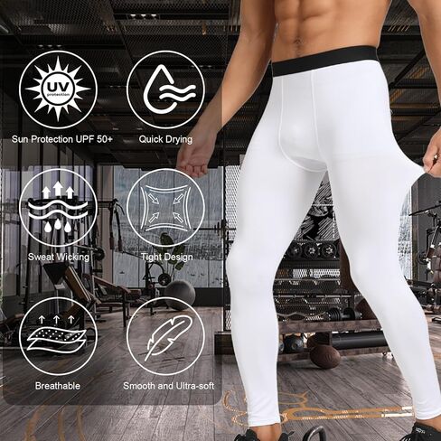 HYCOPROT Men's Compression Pants, Athletic Leggings Baselayer Bottoms Workout Tights for Basketball Running Yoga Gym in Kuwait