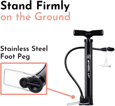 LETTON Presta and Schrader Automatic Reversible Portable Foot Pump Mini Bicycle Air Pump 120PSI with Ball Needle Multifunction in Saudi Arabia