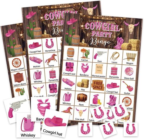 35Pcs Western Cowgirl Party Bingo Game 24 Players Wild West Cowgirl Themed Bingo Cards for Women Birthday Bachelorette Party Favors in Saudi Arabia