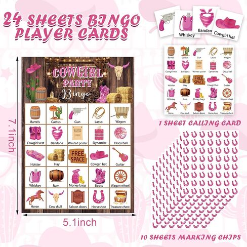 35Pcs Western Cowgirl Party Bingo Game 24 Players Wild West Cowgirl Themed Bingo Cards for Women Birthday Bachelorette Party Favors in Saudi Arabia