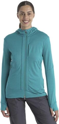 سترة نسائية من Icebreaker Quantum Iii بأكمام طويلة من الصوف بسحاب رياضي in Kuwait